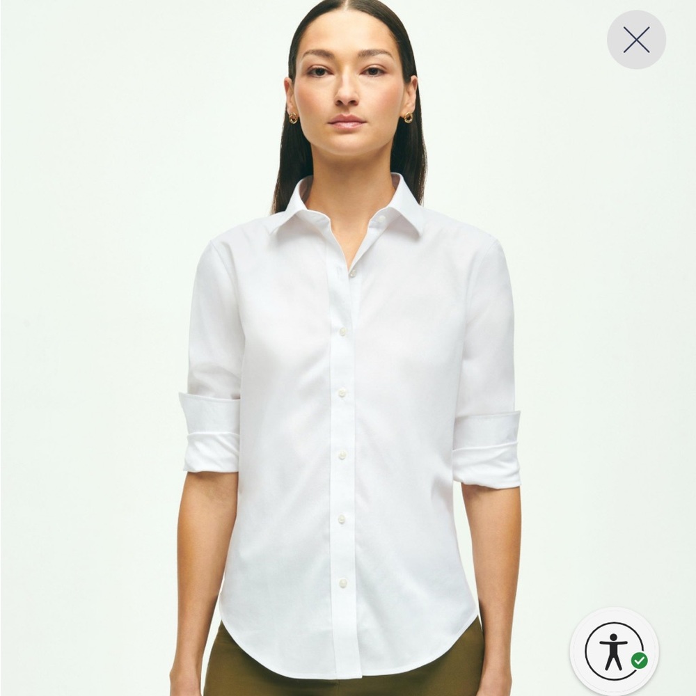 Brooks Brothers Fitted Non-Iron Stretch Supima® Cotton Dress Shirt. Sz 4. White